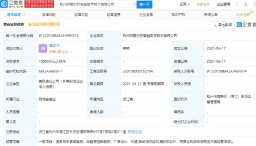 阿里巴巴成立智融數字技術公司，注冊資本1億元加碼信息技術咨詢服務